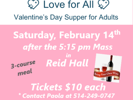 Saturday, February 14th in Reid Hall