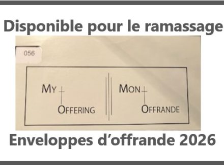 Veuillez venir le récupérer au bureau paroissial